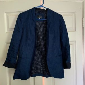 Blue Blazer with polka dotted lining